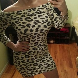 Off the shoulder leopard dress